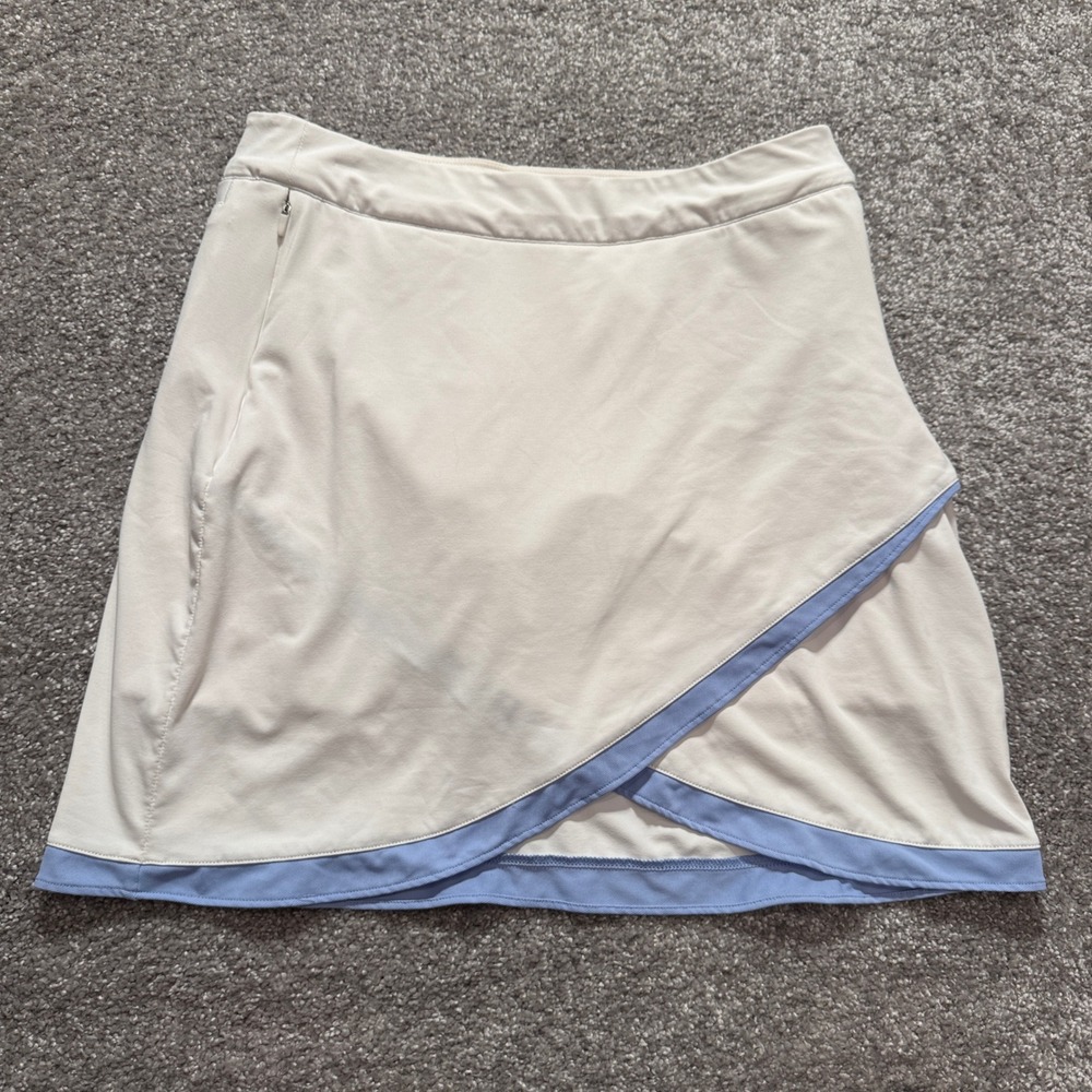 Peter Millar Skort Womens S White Blue Performance UPF 50 Golf Tennis Activewear